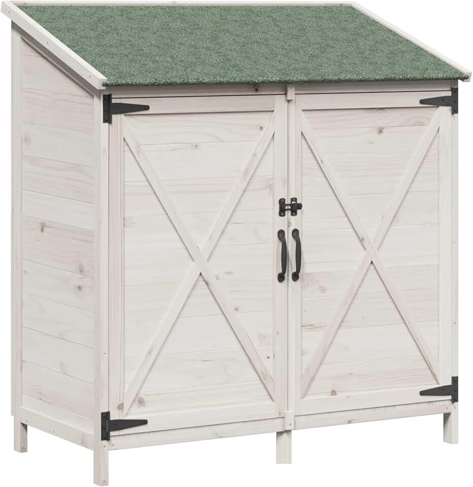etezen - Abri de jardin bois 106x56x113,5cm, spacieux, aéré, blanc