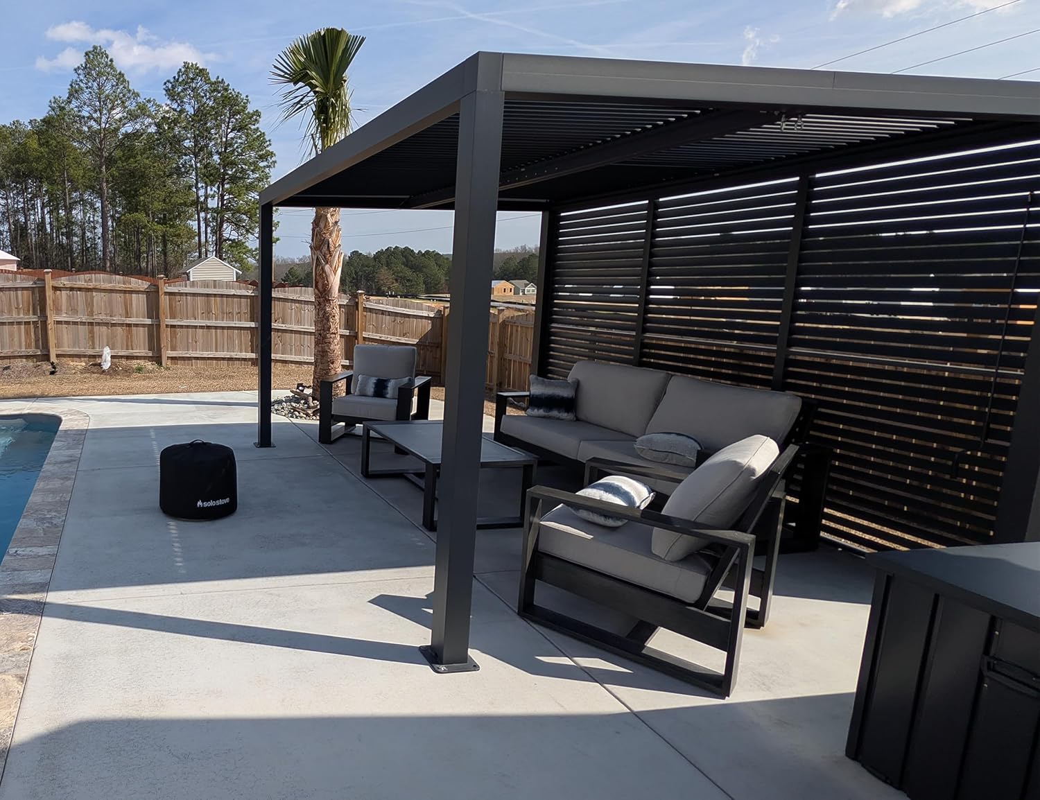 etezen - Pergola bioclimatique - 4,24x3m - aluminium, persienne fixe, lames orientables