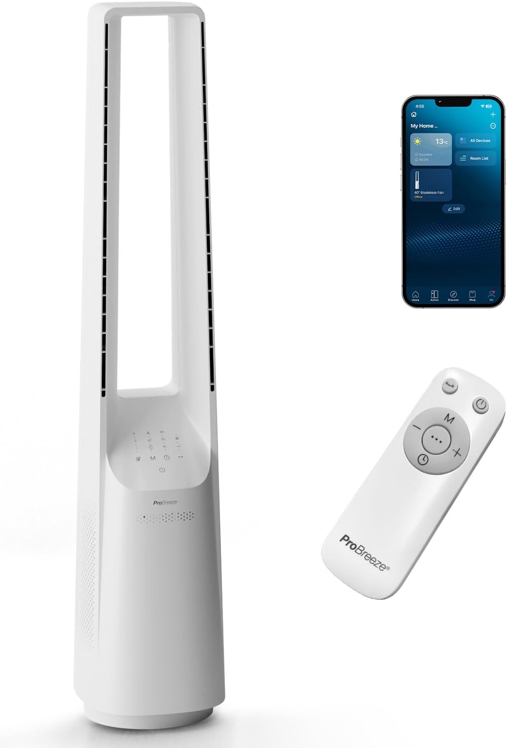 etezen - Ventilateur Tour WiFi Intelligent 101cm - Silencieux, LED, télécommande, 6 vitesses, oscillation