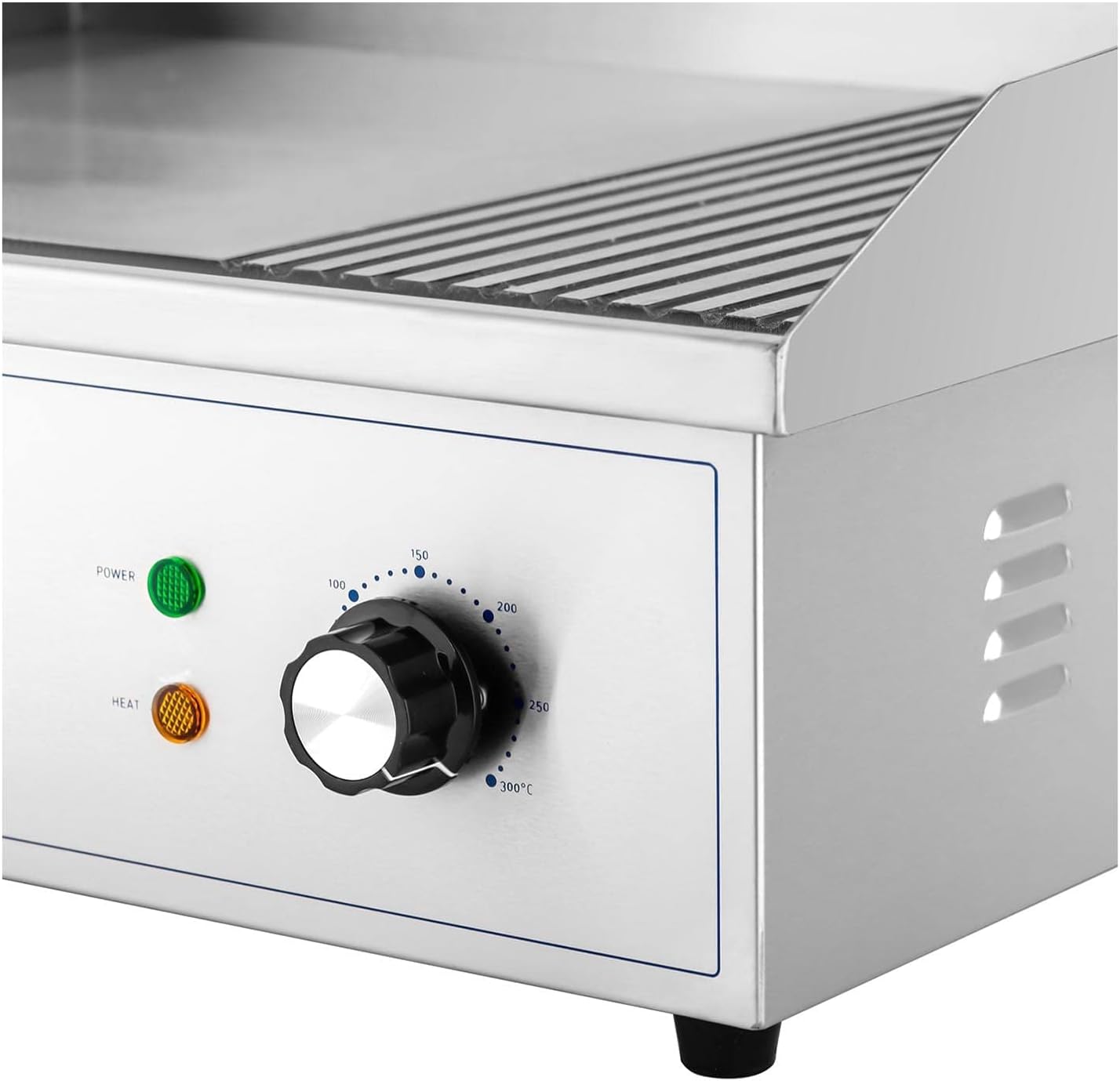 etezen - Plancha électrique professionnelle - 548x350 mm - 3000 W, plaque lisse et rainurée - RCPG42-M