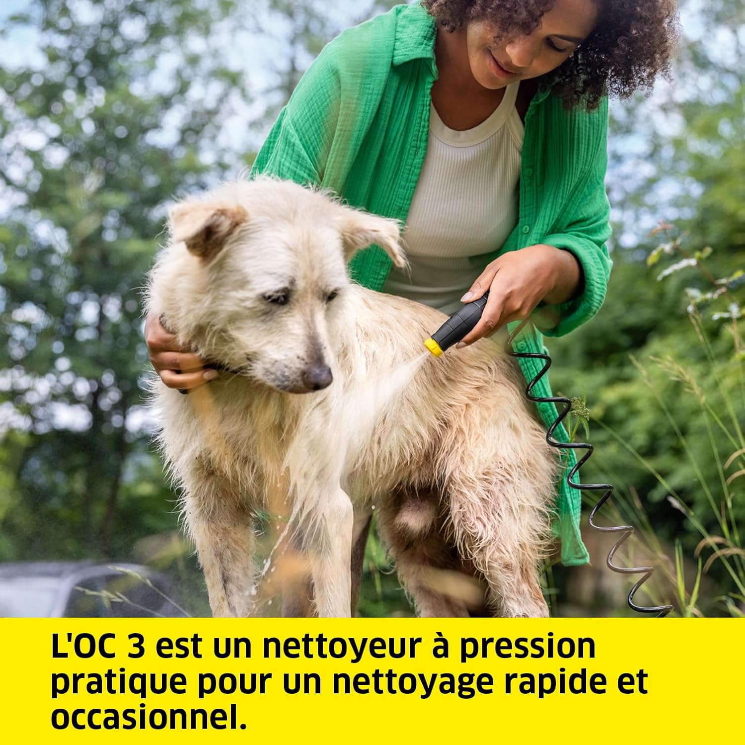 etezen Nettoyeur à Pression Mobile OC 3 + Kit Animaux, Débit : 2 L/h, Réservoir : 4L, Tuyau : 2,8 m, Buse à Jet Plat, Buse Conique, Brosse Pet, Serviette pour Animaux Domestiques, Boîte de Rangement