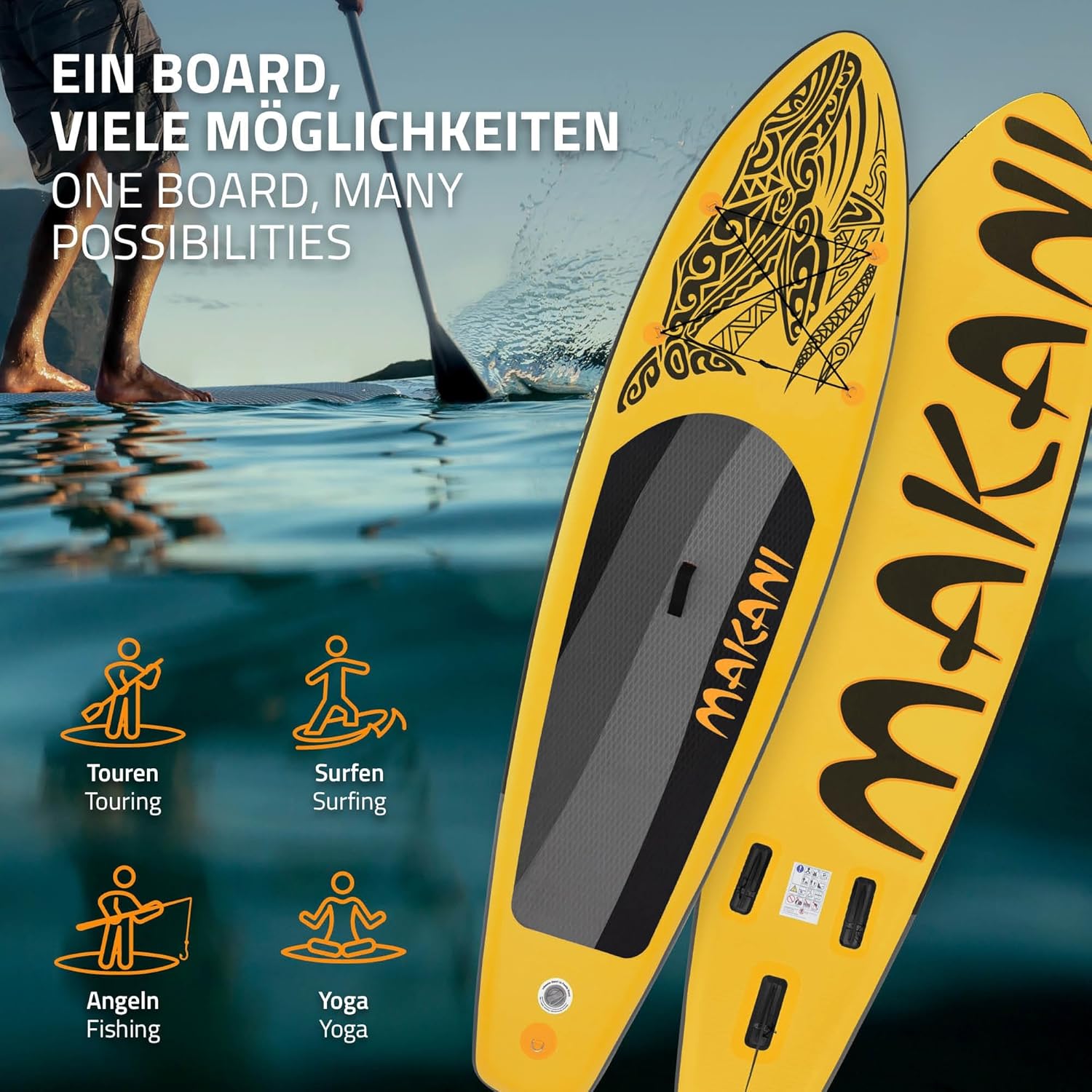 etezen - stand up paddle série gonflable - 305/308/320/380 cm - PVC, 120/150 kg, 10/15 cm épaisseur