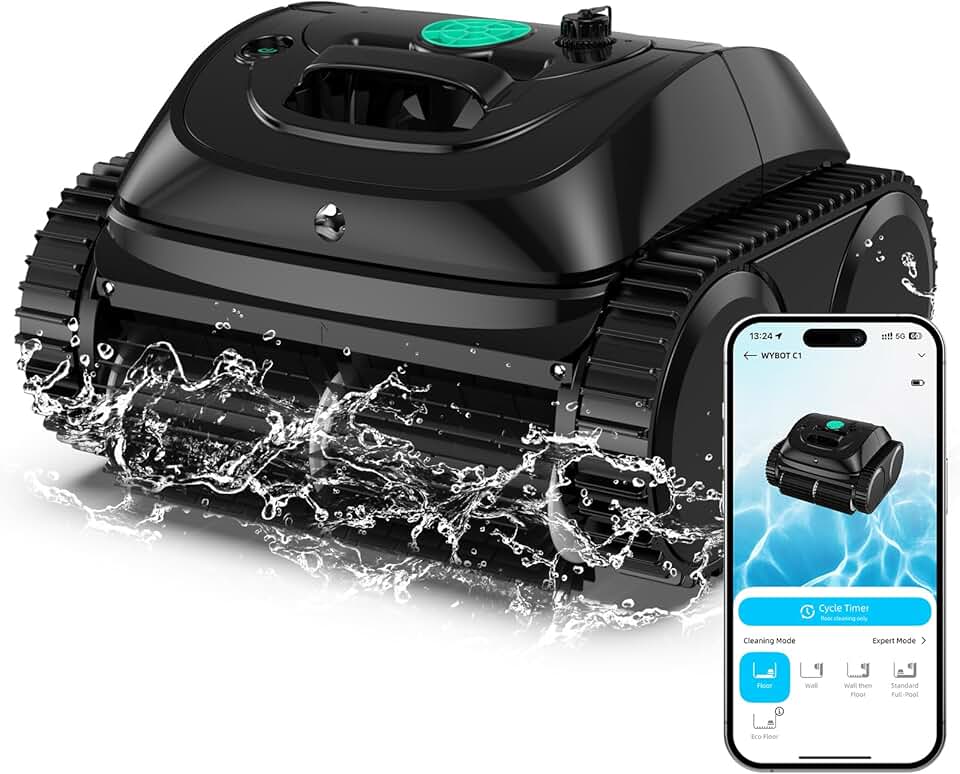 etezen C1 Robot Piscine Fond et Parois 150 Min Aspirateur Piscine avec Planification Intelligente des itinéraires, Nettoyage entièrement Automatique du Sol, 150m² Nettoyage Rapide(Vert Noir) Certifié ClimatePartner