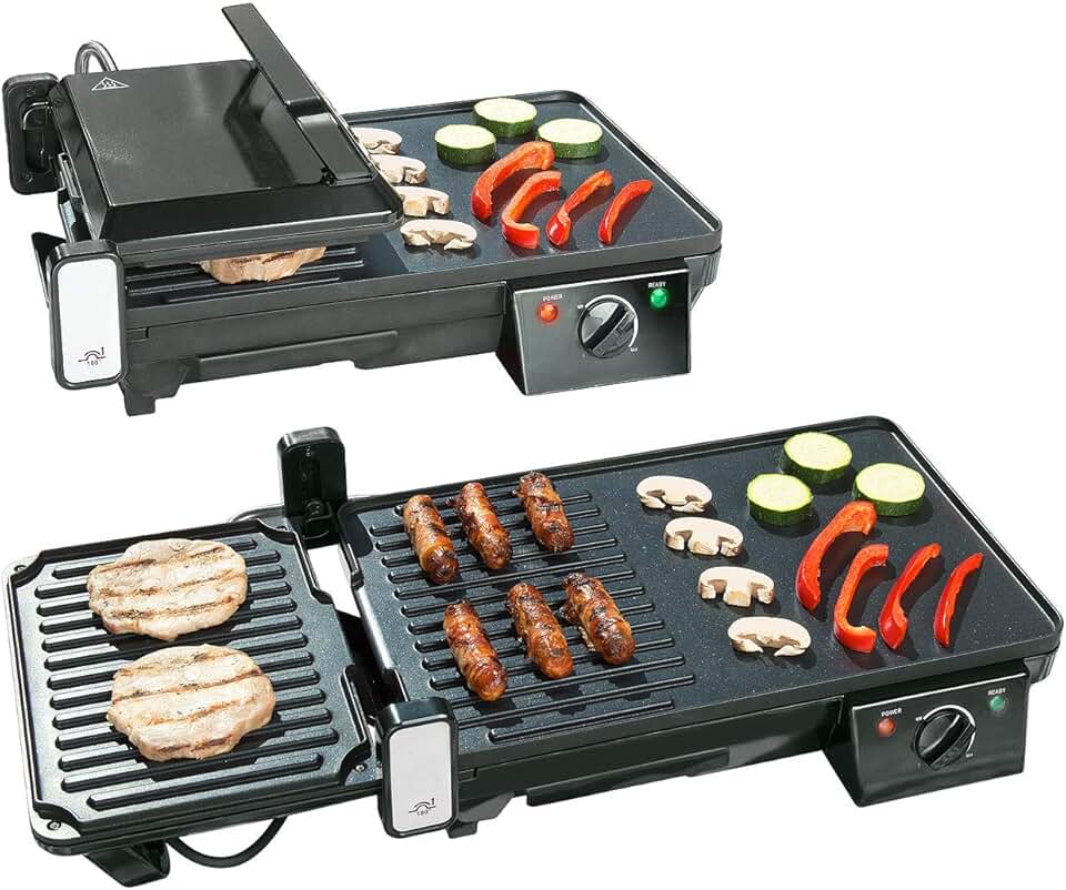 etezen - grille-plancha 2 en 1 2000W - table - cuisson rapide