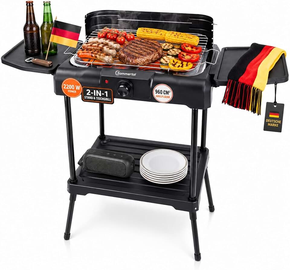 etezen - BBQ231 - barbecue électrique 2 en 1, thermostat, stockage, chauffage - BBQ231