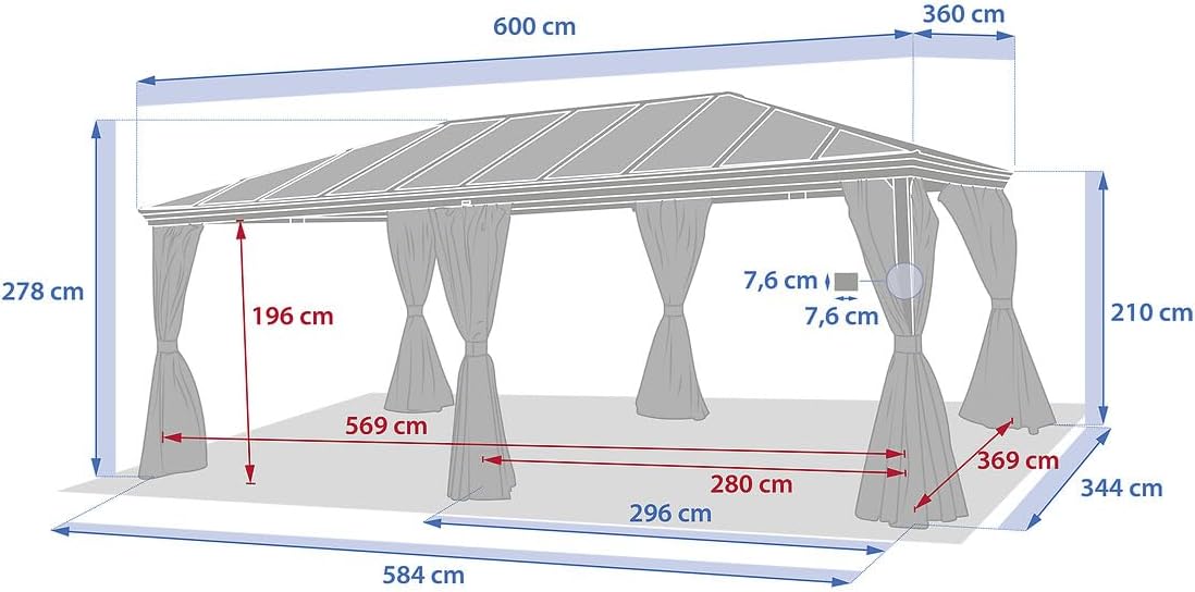 etezen - Pergola Belize - 3,6x6m - Aluminium et polycarbonate