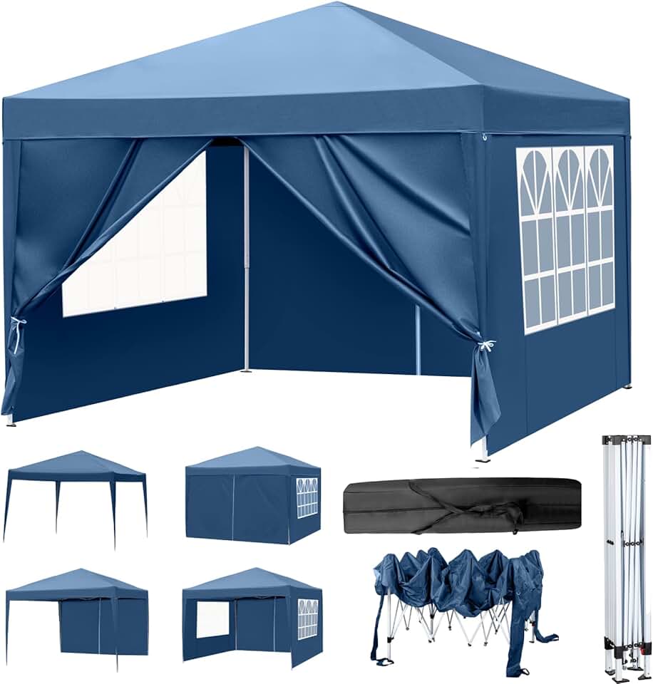 etezen - tonnelle pliante série pop-up - 3x3m - imperméable, UV 50+, 4 côtés, acier, hauteur réglable