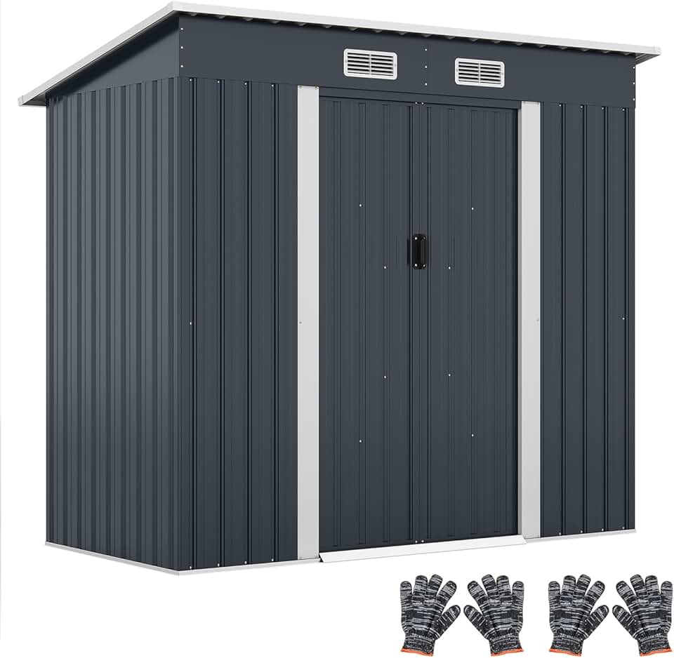 etezen - Abri de Jardin métal - 2 m² - Porte coulissante, toit incliné, 4 aérations, fondation