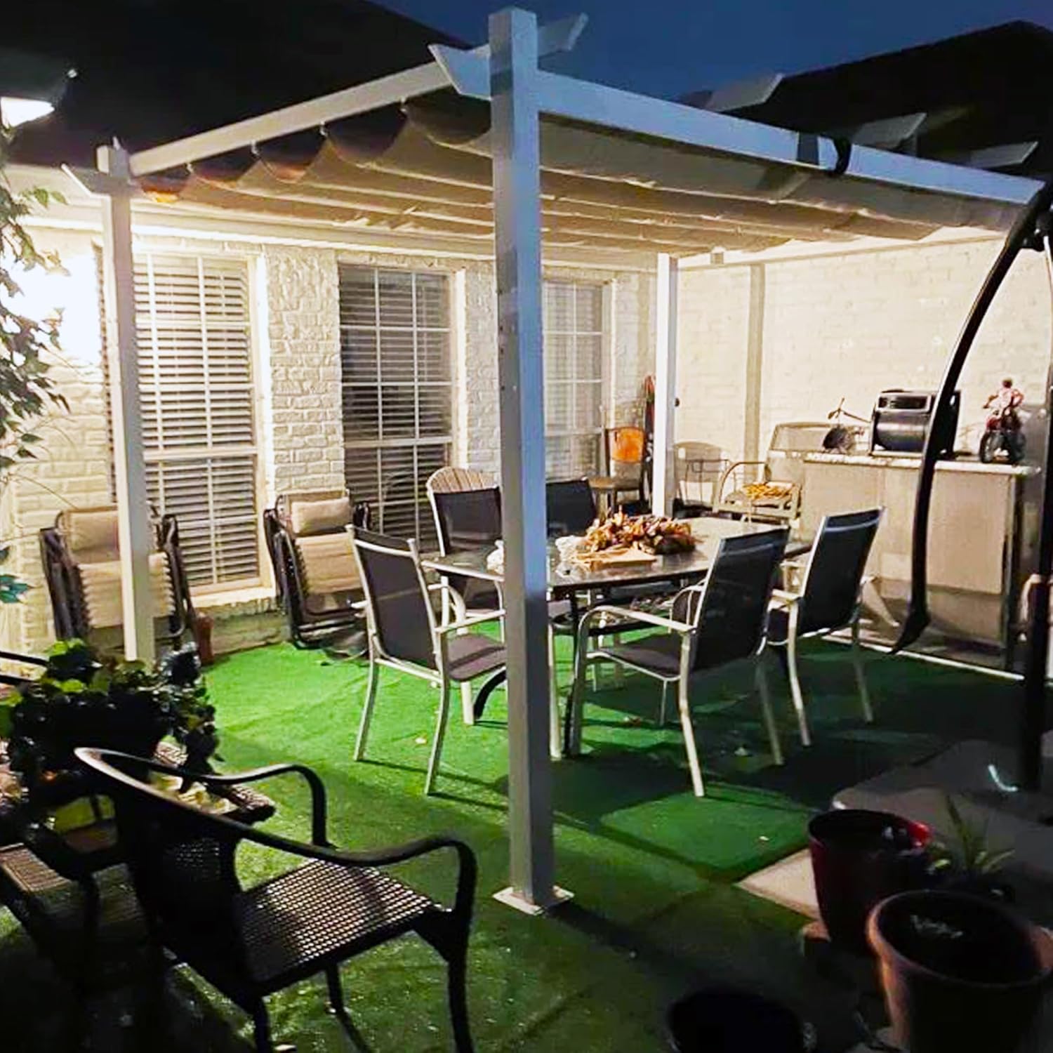 etezen - Pergola aluminium série - 4x3m - toile rétractable, autoportante, imperméable, kaki