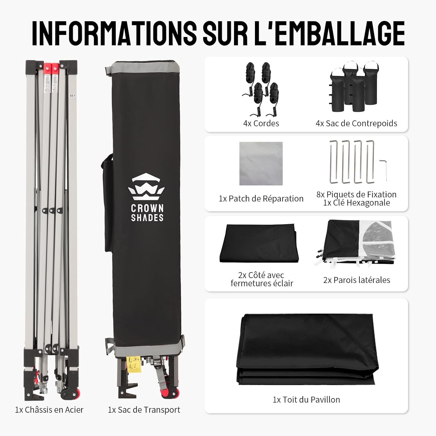 etezen - Tonnelle pliante 3x3m imperméable, P/Pop-Up, 4 parois amovibles, Sac, UPF 50+ - CN0032