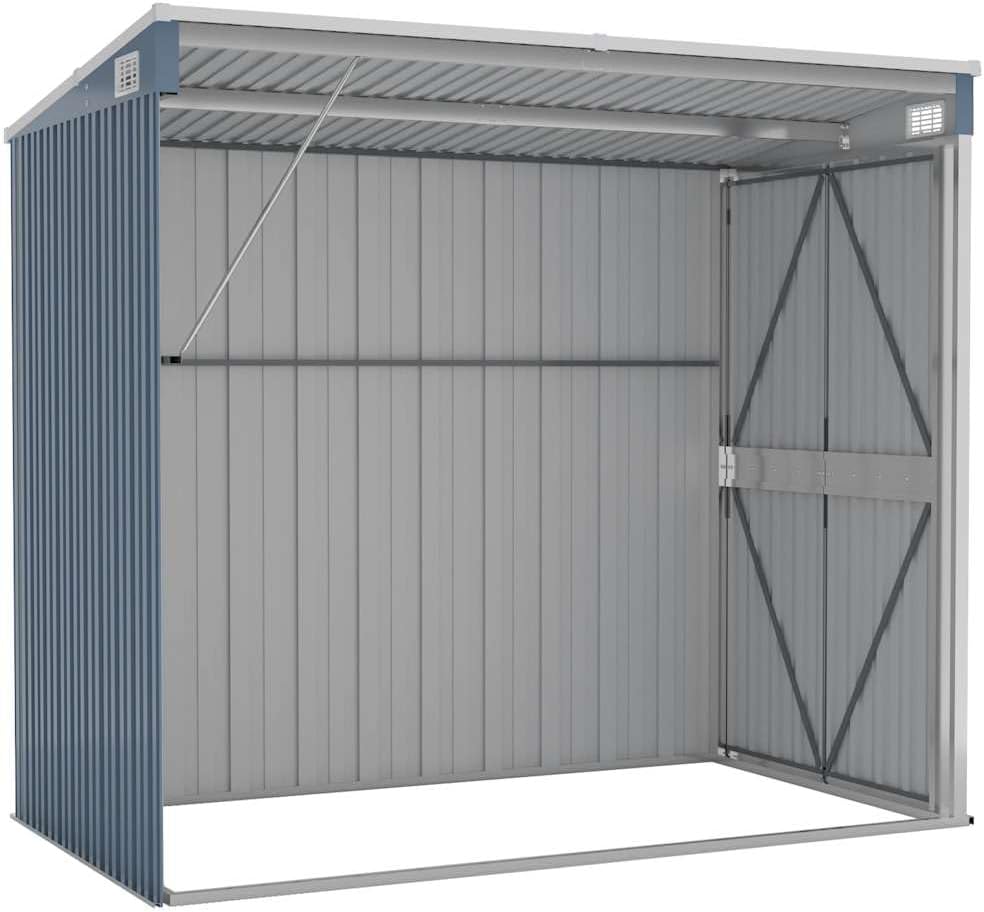 etezen Abri de Jardin Mural Gris 118x194x178 cm Acier galvanisé,Maison & Jardin, Pelouses & Jardins, Vie en extérieur, Structures extérieures, Cabanes & abris de Jardin, Gris (Poids 31.54KG)