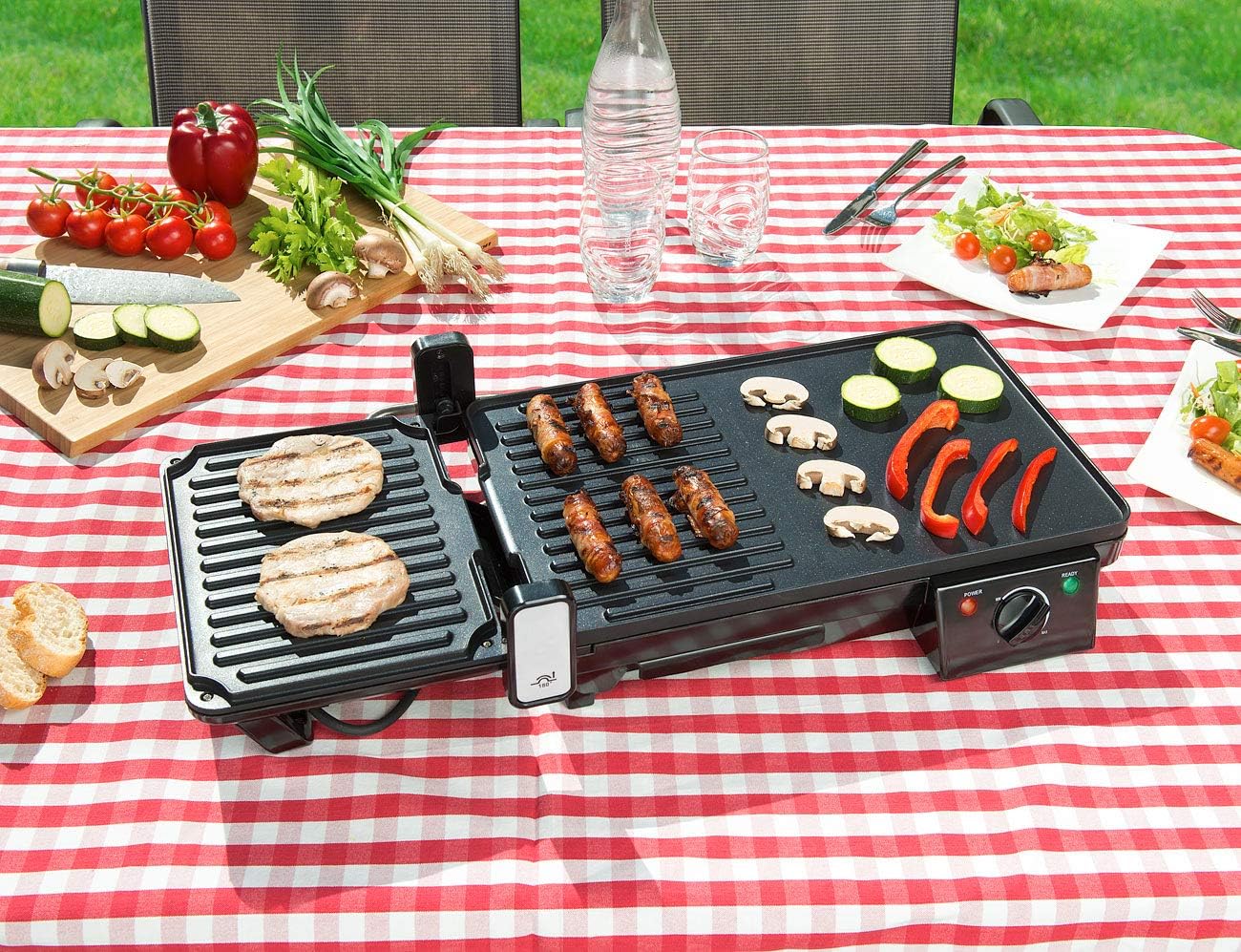 etezen - grille-plancha 2 en 1 2000W - table - cuisson rapide