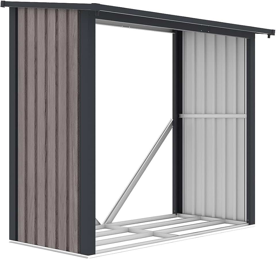 etezen - Birwood abri bûches acier galvanisé 182x89x156cm - 1,98m3/2,5 stères - BIRWOOD