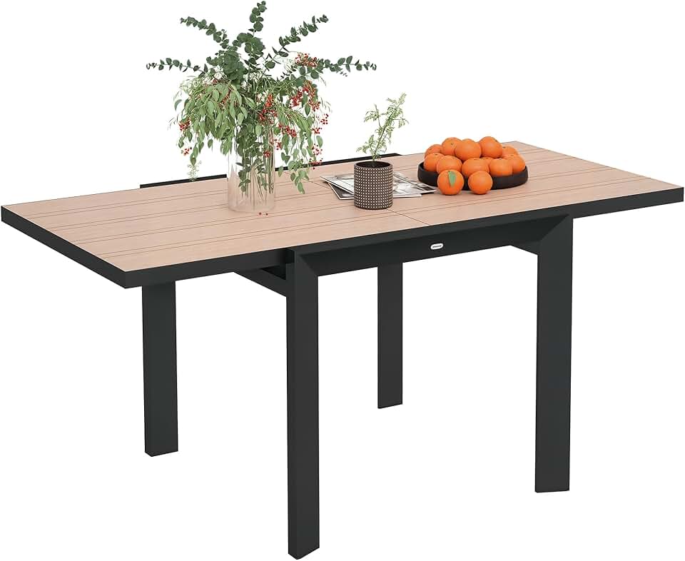 etezen - Table extensible aluminium - 80/160x80 cm - résistante, antidérapante, usage extérieur