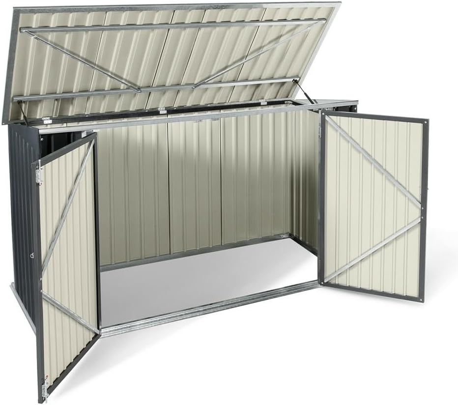 etezen - Abri de jardin métal 210x105x130cm - toit ouvrant, double porte, rangement vélos