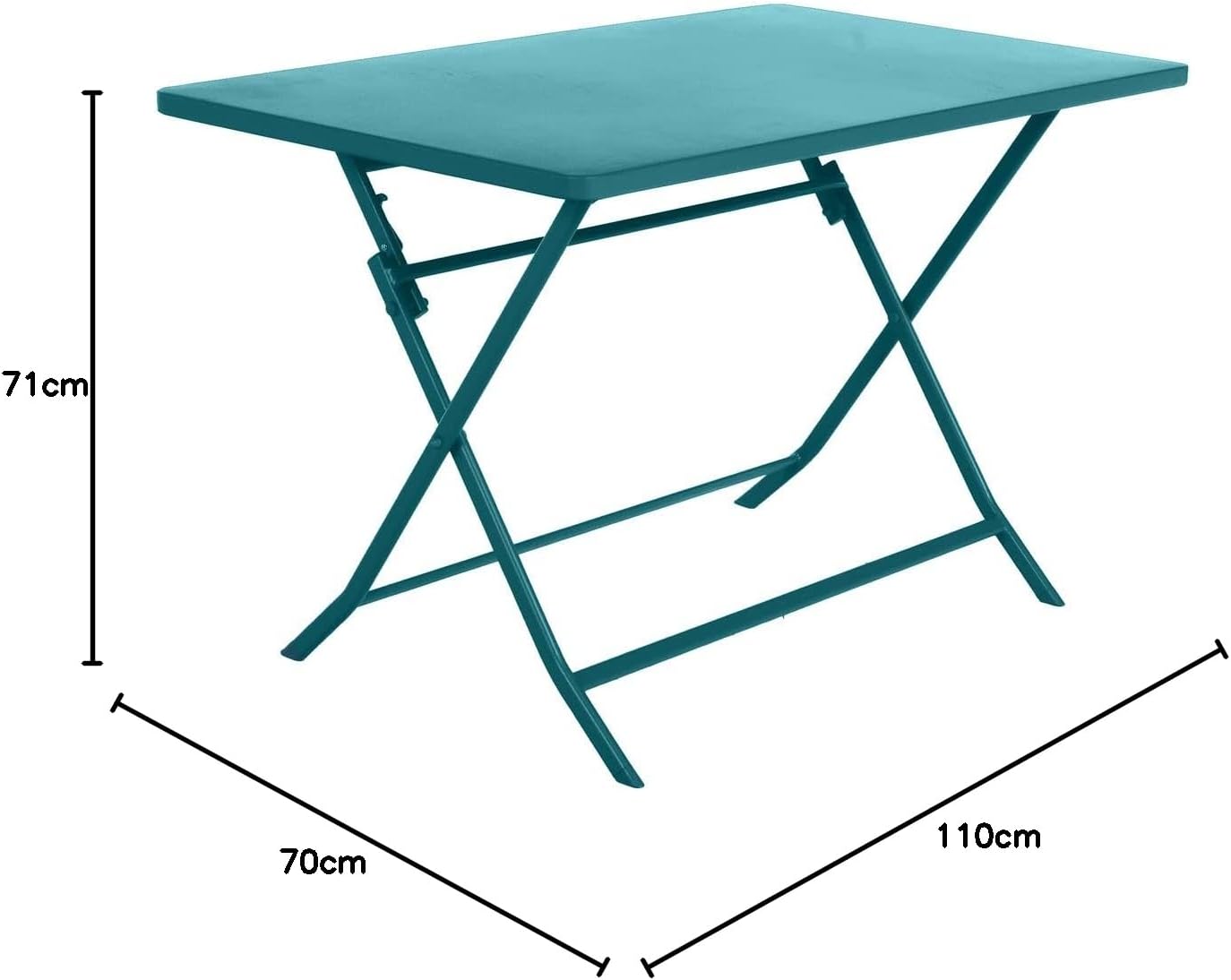 etezen - Greensboro - 120x70cm - table pliante 4 places acier bleu