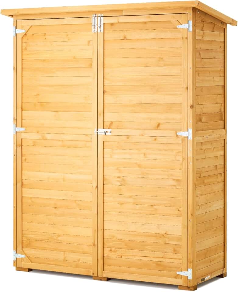 etezen - Abri de Jardin bois, 1400x600x1715 mm, toit étanche, cadre métal, portes doubles à serrure