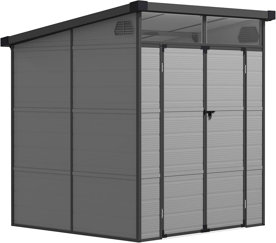 etezen - Abri de jardin polypropylène - 190x191x215 cm - double porte fenêtre aérez, gris clair