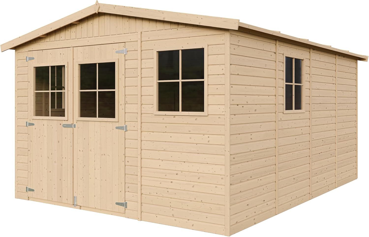 ABRI de Jardin en Bois Exterieur avec Les PLANCHERS IMPRÉGNÉ - en Pin/épicéa- H226x324x416 cm/12 m²- Construction de Panneaux- Rangement pour vélos, Remise à Outils- etezen M336+M336G