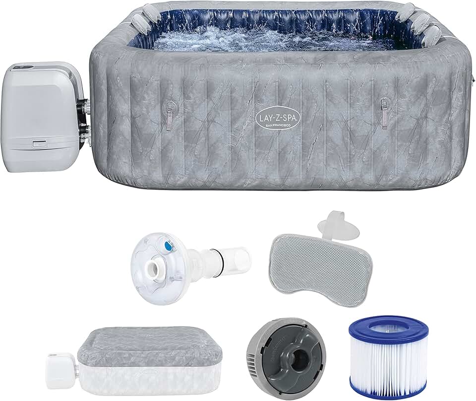 etezen - San Francisco HydroJet Pro - 230x230x71 cm - spa gonflable éco, 5-7 pers., contrôle appli