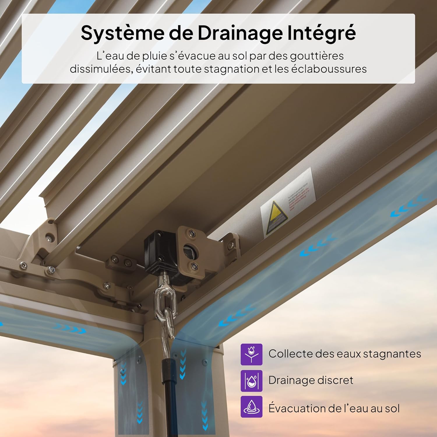 etezen - Pergola bioclimatique - 3x3,65m - LED, alu, lames orientables, étanche, anti-UV