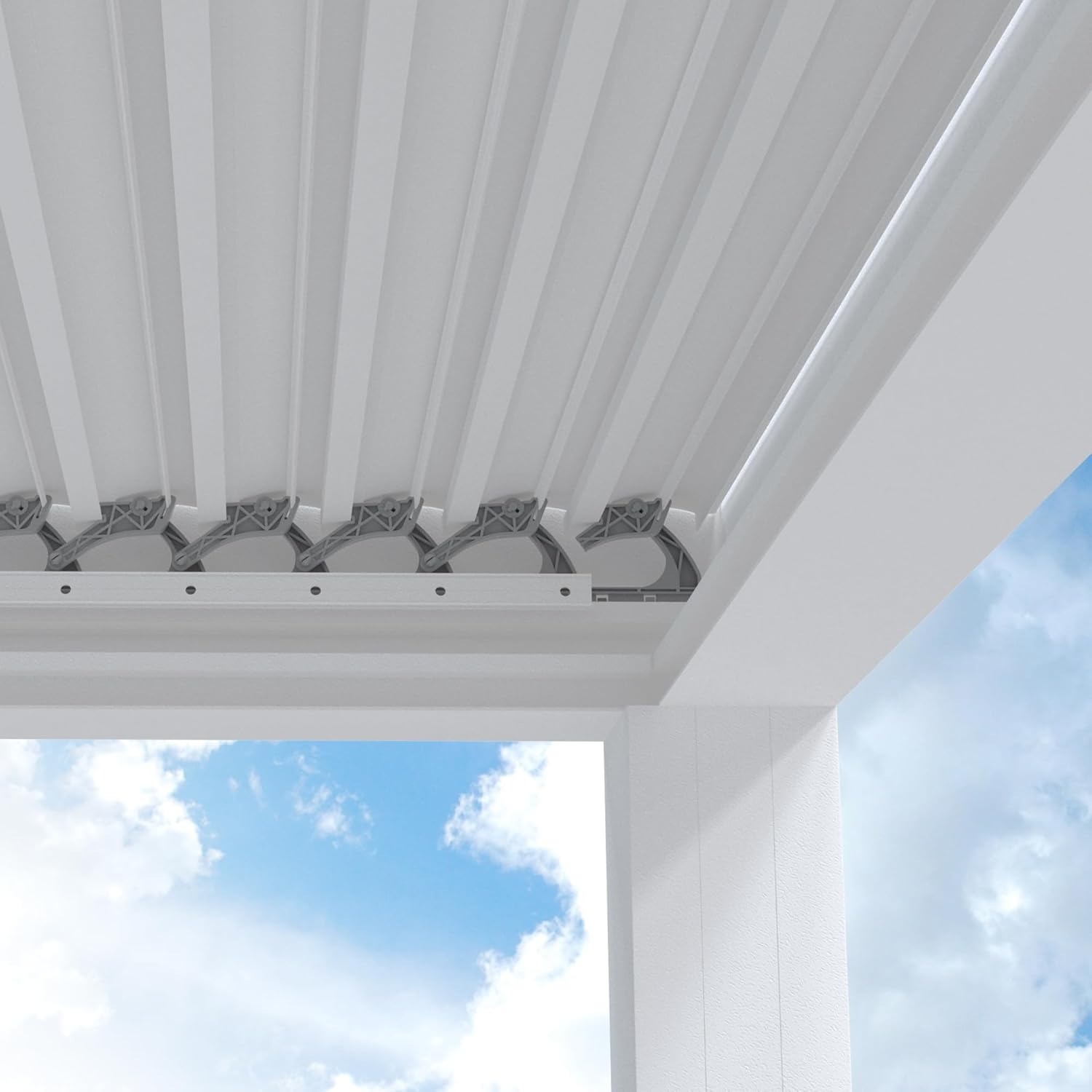 etezen - Pergola bioclimatique aluminium 4,6x3,3m, lames orientables, blanc