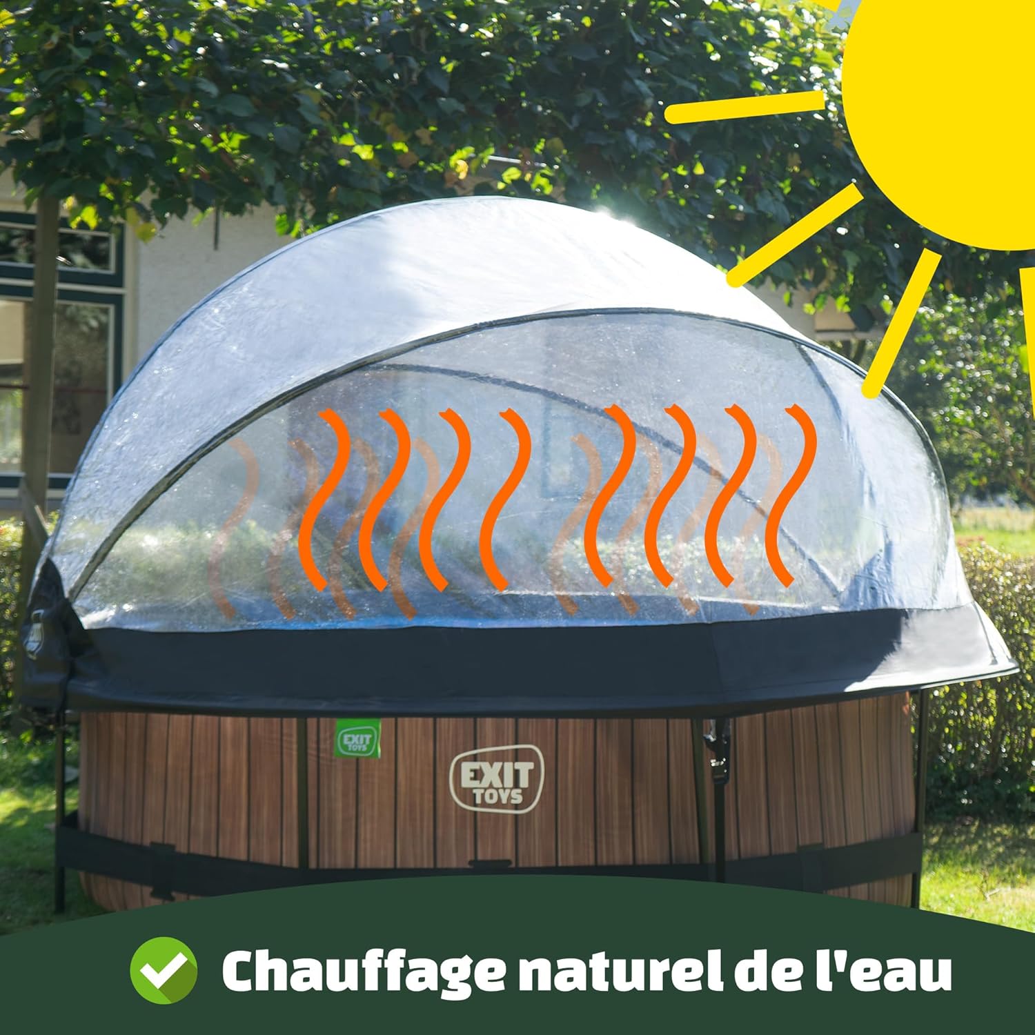 etezen Piscine Tubulaire Soft Grey avec Dôme Multifonctionnel - ø360x76cm - Piscine Hors Sol Ronde avec Pompe Filtrante à Cartouche - Entrée Basse - Pour l'Eau de la Piscine Propre et Chaude - Gris