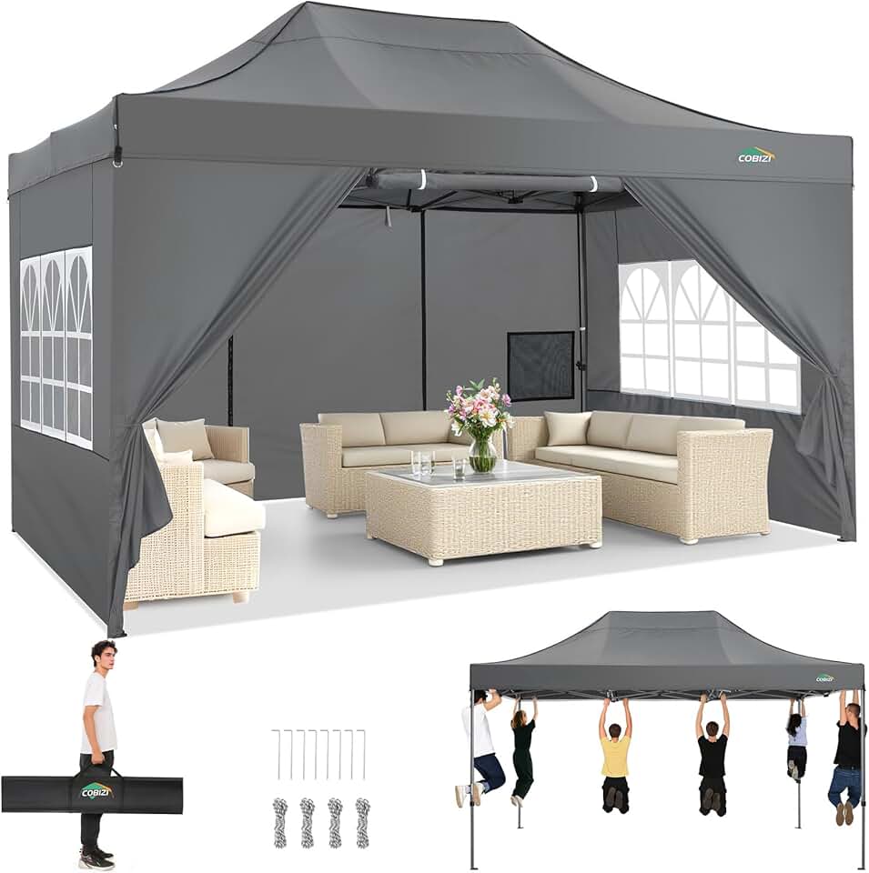 etezen - Tonnelle pliante série - 3x4,5m - étanche, UV50+, 4 panneaux