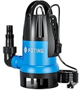 etezen Pompe submersible pour eaux usées Interrupteur à flotteur réglable 750 W, 19500 l/h, Clean/...
