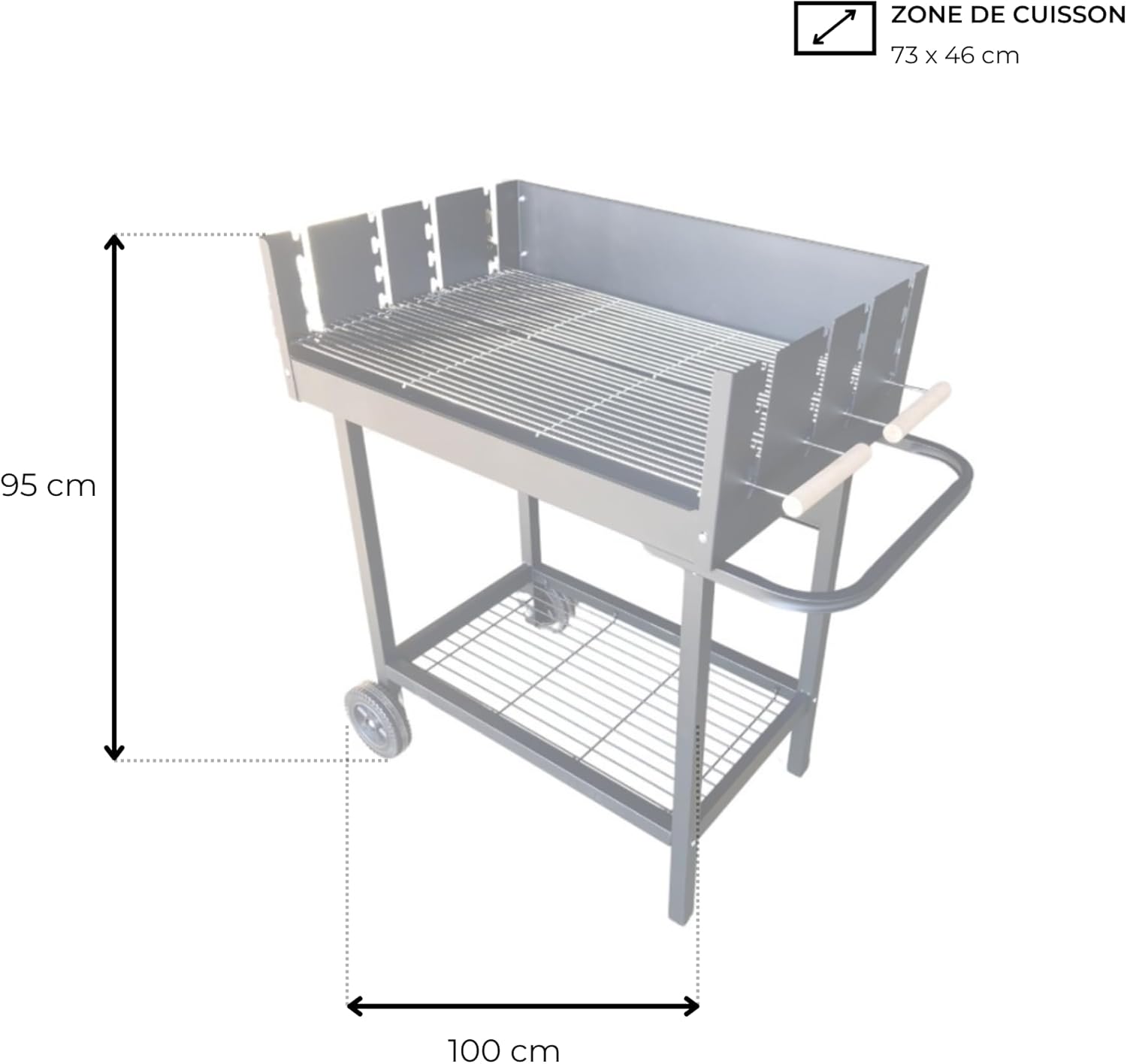 etezen - Serena - XXL - Barbecue charbon acier, grille réglable