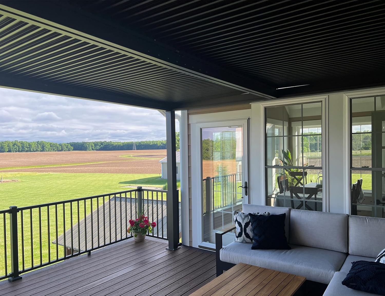 etezen - Pergola bioclimatique 4x3,3m alu, lames orientables, gris