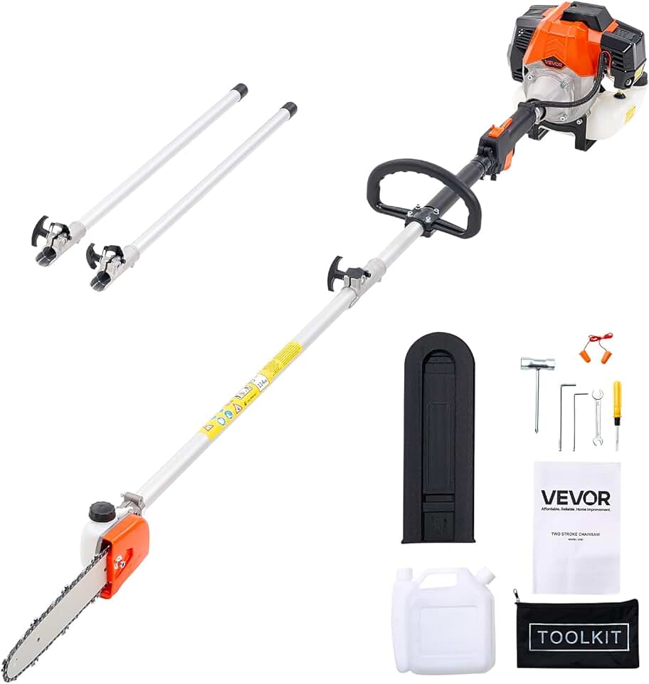 etezen - élagueuse thermique sur perche 43cc - 2,08-3,58m - sans fil, guide 25,4cm, réservoir 850ml