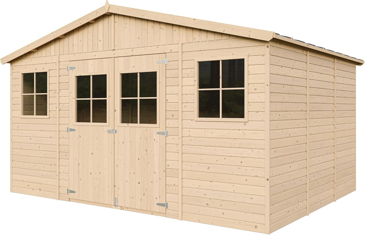 Abri de Jardin en Bois Exterieur avec Plancher IMPRÉGNÉ- Chalet en Pin/épicéa-H246x418x320 cm/12 m²- Construction de Panneaux - Rangement pour vélos, Remise à Outils- etezen M331+M331G