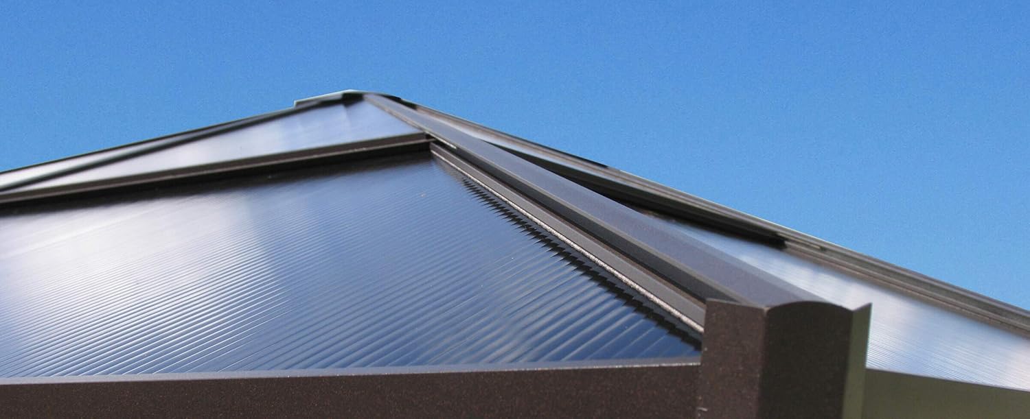 etezen - tonnelle rigide métal - 3 x 3,6 m - panneaux latéraux polycarbonate, anti-poussière