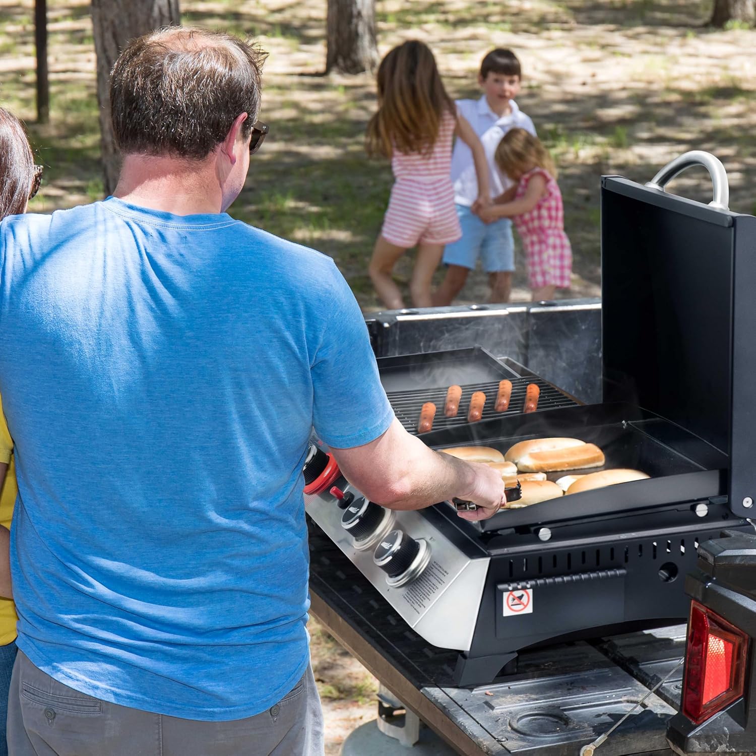 etezen - barbecue gaz 3 brûleurs - 8,5kW - plancha, grille, couvercle multifonction