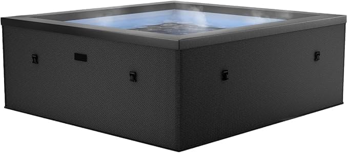 etezen - Spa - Celestia - Semi-Rigide Carré 6 Places – Construction Portable en Mousse, Chauffage intégré et Couverture économe en énergie – Volume 1100l - Ø180xH70cm - Charcoal Black