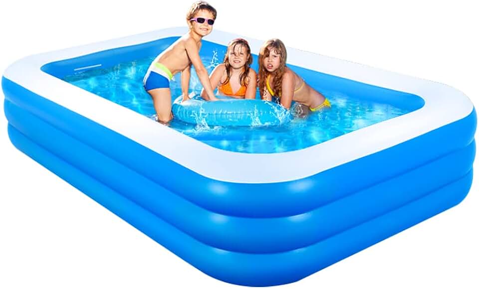 etezen - Piscine gonflable 3 anneaux - 205x125x45 cm - usage intérieur/extérieur