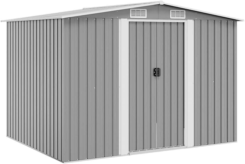 etezen - abri de stockage métal gris - 257x205x178 cm - rangement jardin