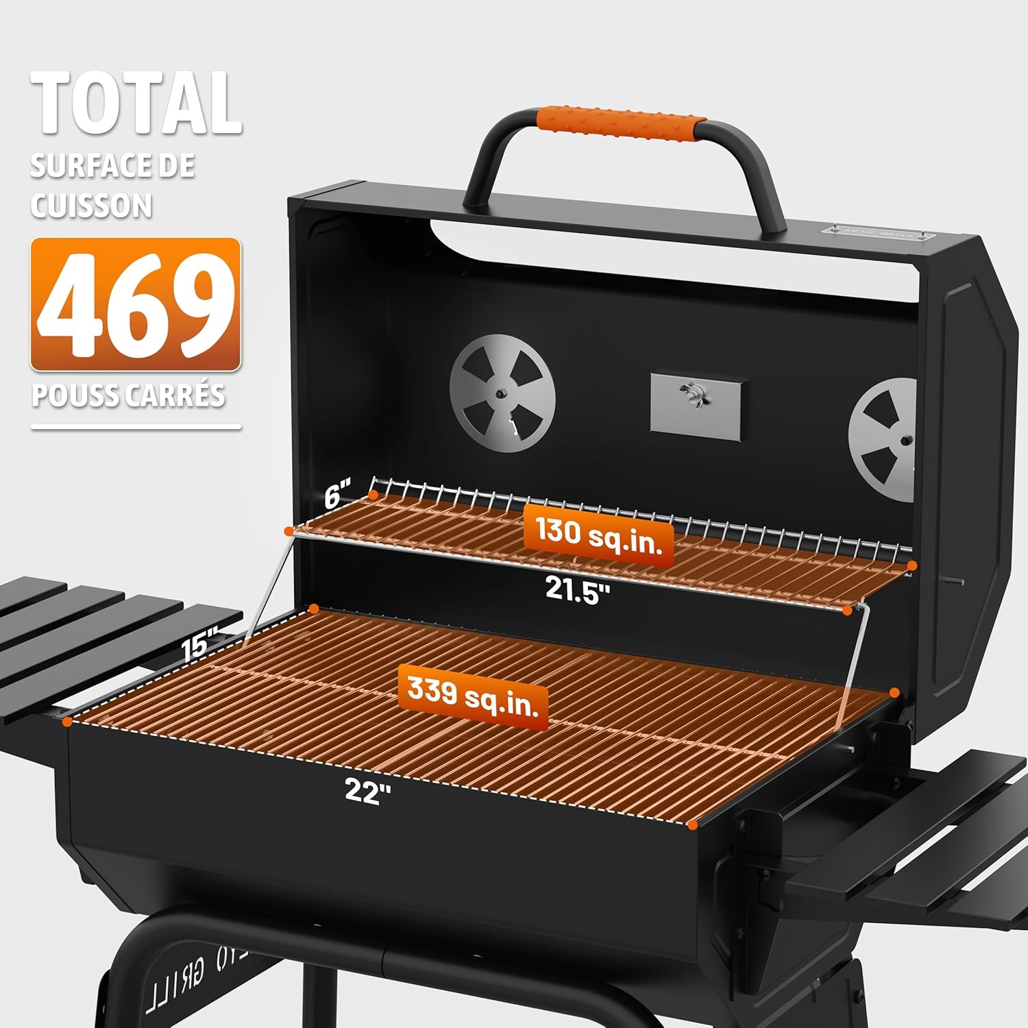 etezen 23 pouces barbecue pentagonal, chromé, 469 Sq In-23 Pouces