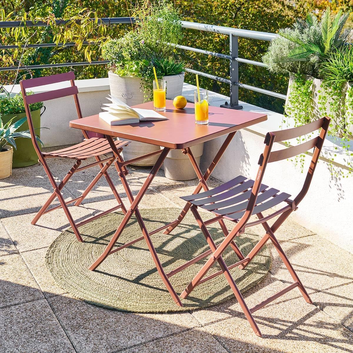 etezen - Greensboro - 2 places 70x70cm - table pliante acier acajou