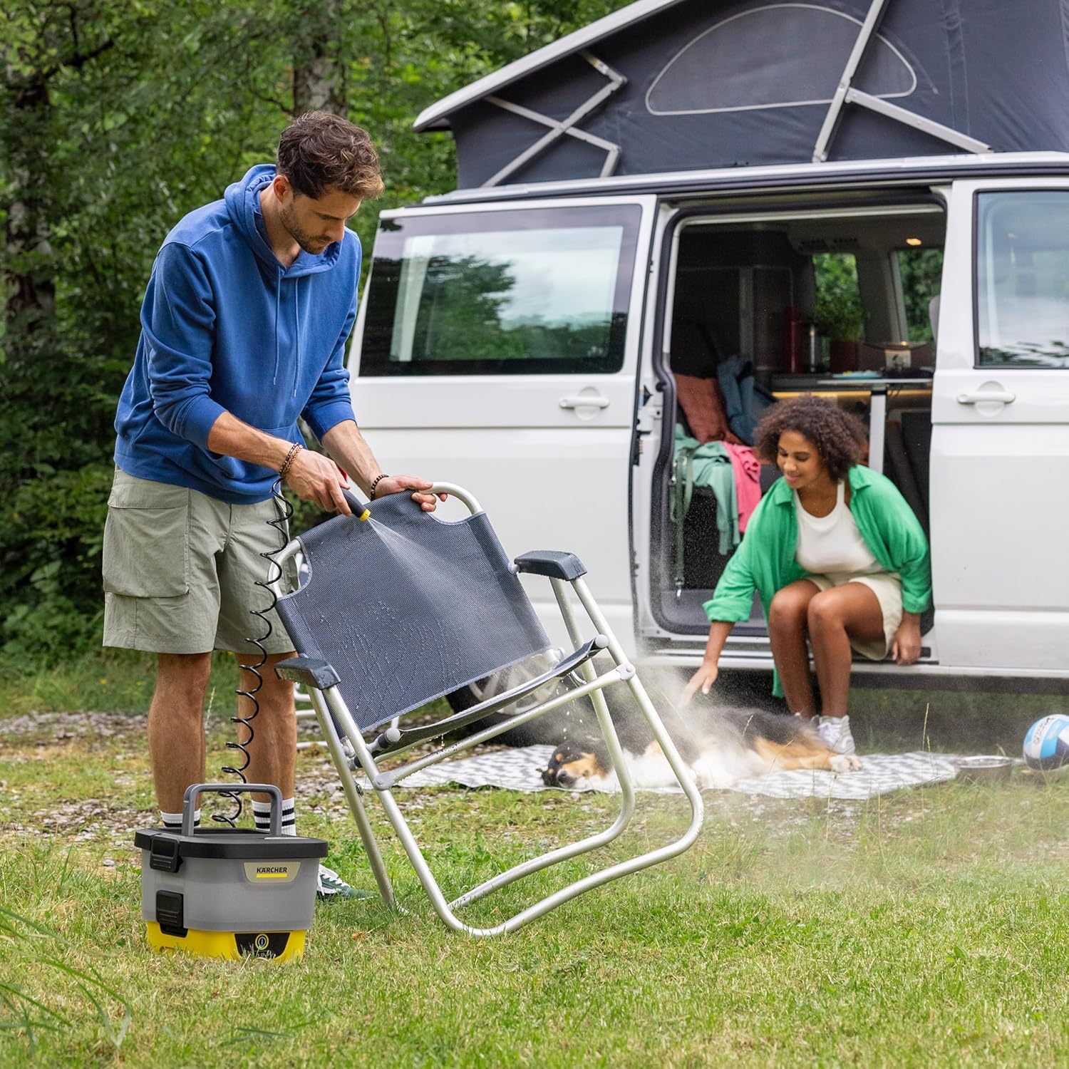 etezen Mobile Outdoor Cleaner OC 4 + Pet Kit, débit : 2 l/Min, Poids : 3,1 kg, réservoir d'eau : 8 l, Batterie Lithium-ION, Tuyau spiralé, Filtre pour Appareil, buse à Jet Conique/Plat