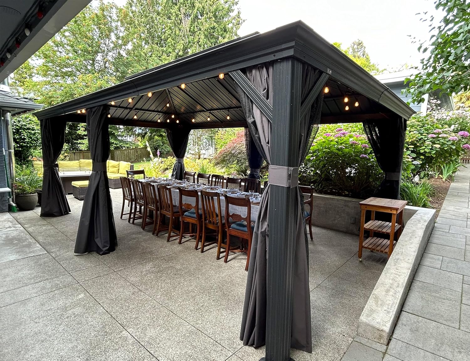 etezen - Pergola Série 6x4,25m - alu, leds, rideaux, gouttière