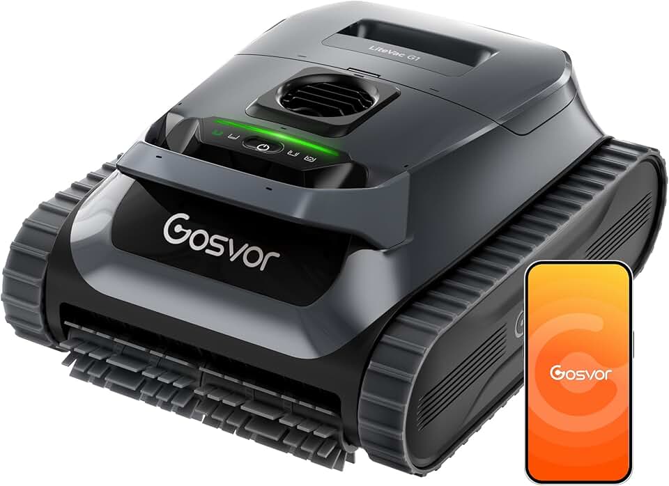 etezen (2026 Nouveau) LiteVac G1 Robot Piscine Fond et Parois, 6,9 kg Ultra Léger, Jusqu’à 200 Min d’Autonomie, Double Filtration, Navigation Intelligente & App, pour Piscines Jusqu’à 200 m²