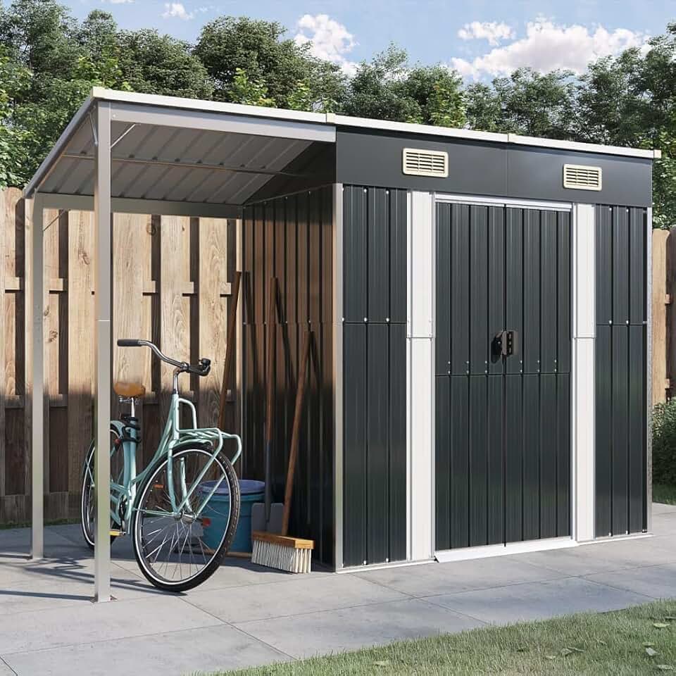 etezen - abri de jardin acier toit long 277x110,5x181cm anthracite - 364526