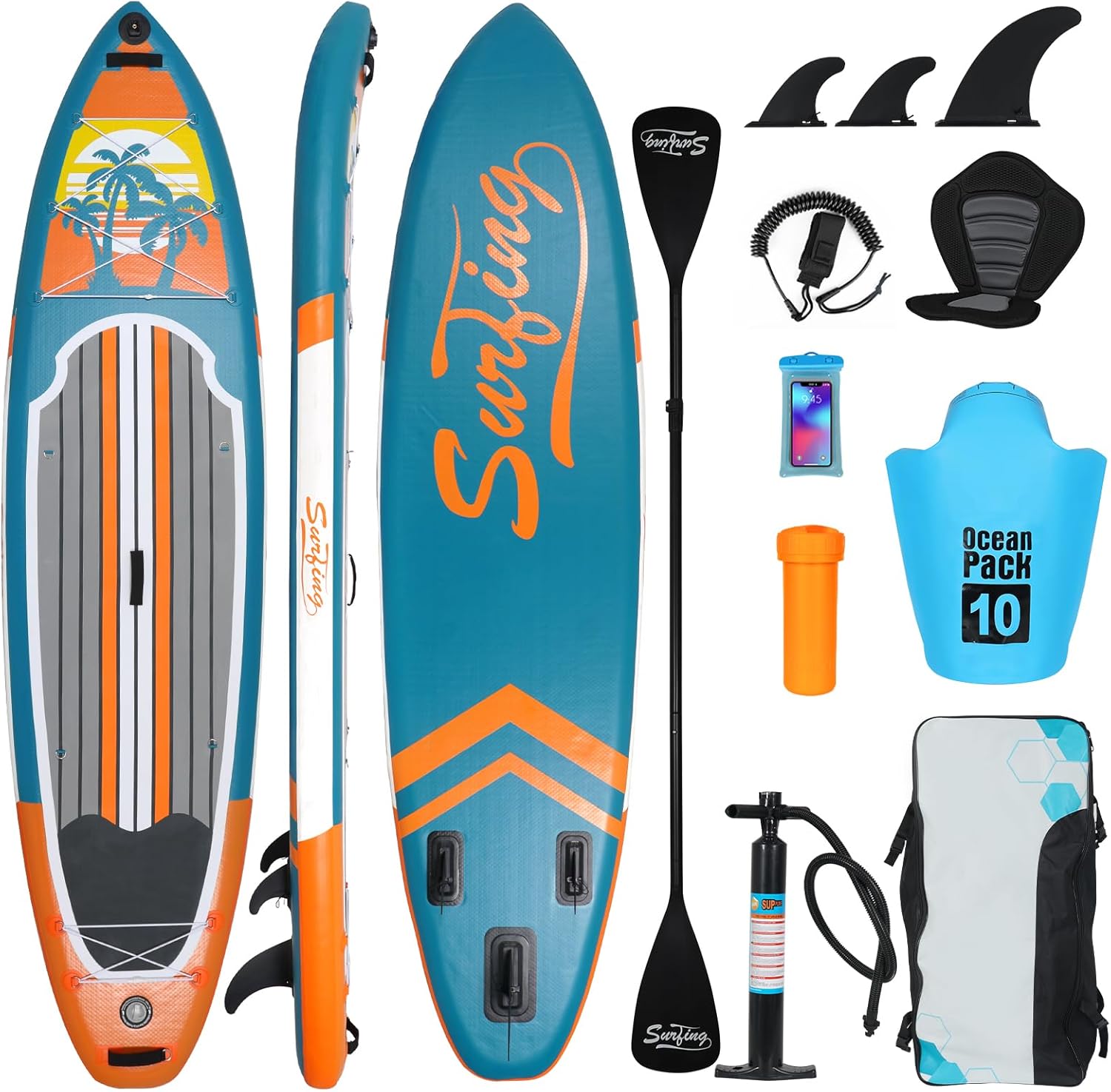 etezen - Paddle gonflable adulte - 320/335cm - 2 personnes, siège kayak, pagaie alu, caméra, pompe, 150kg