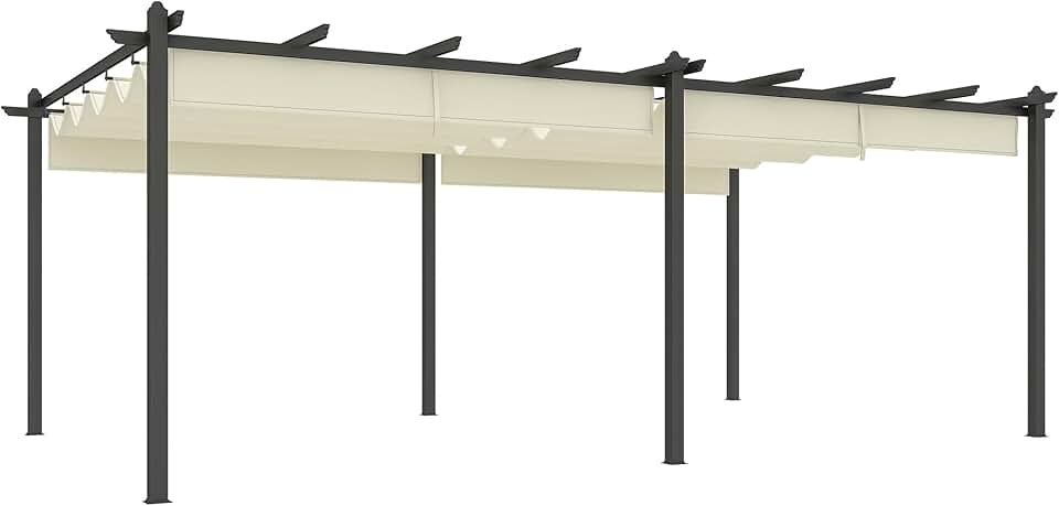 etezen - Pergola 3,6x6m - aluminium, toile rétractable, beige