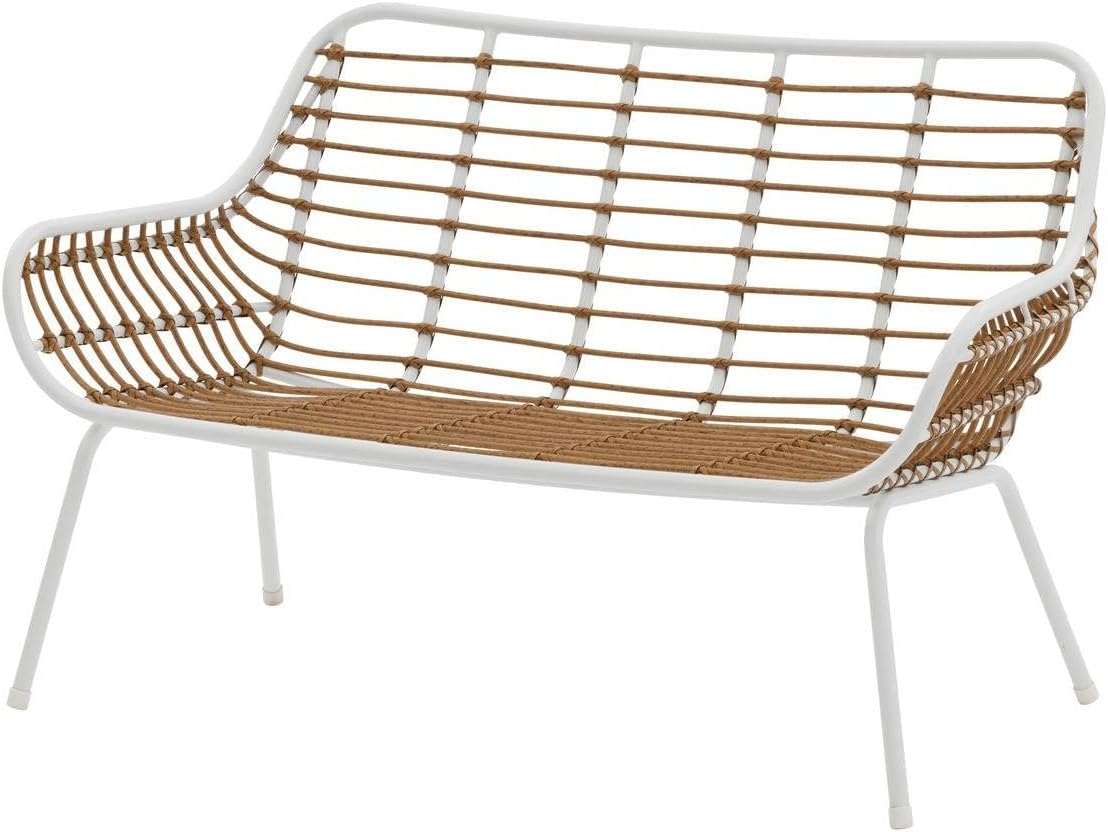 etezen - Paopao Salon de Jardin - 4 places - acier epoxy, pieds ajustables - Blanc et Beige