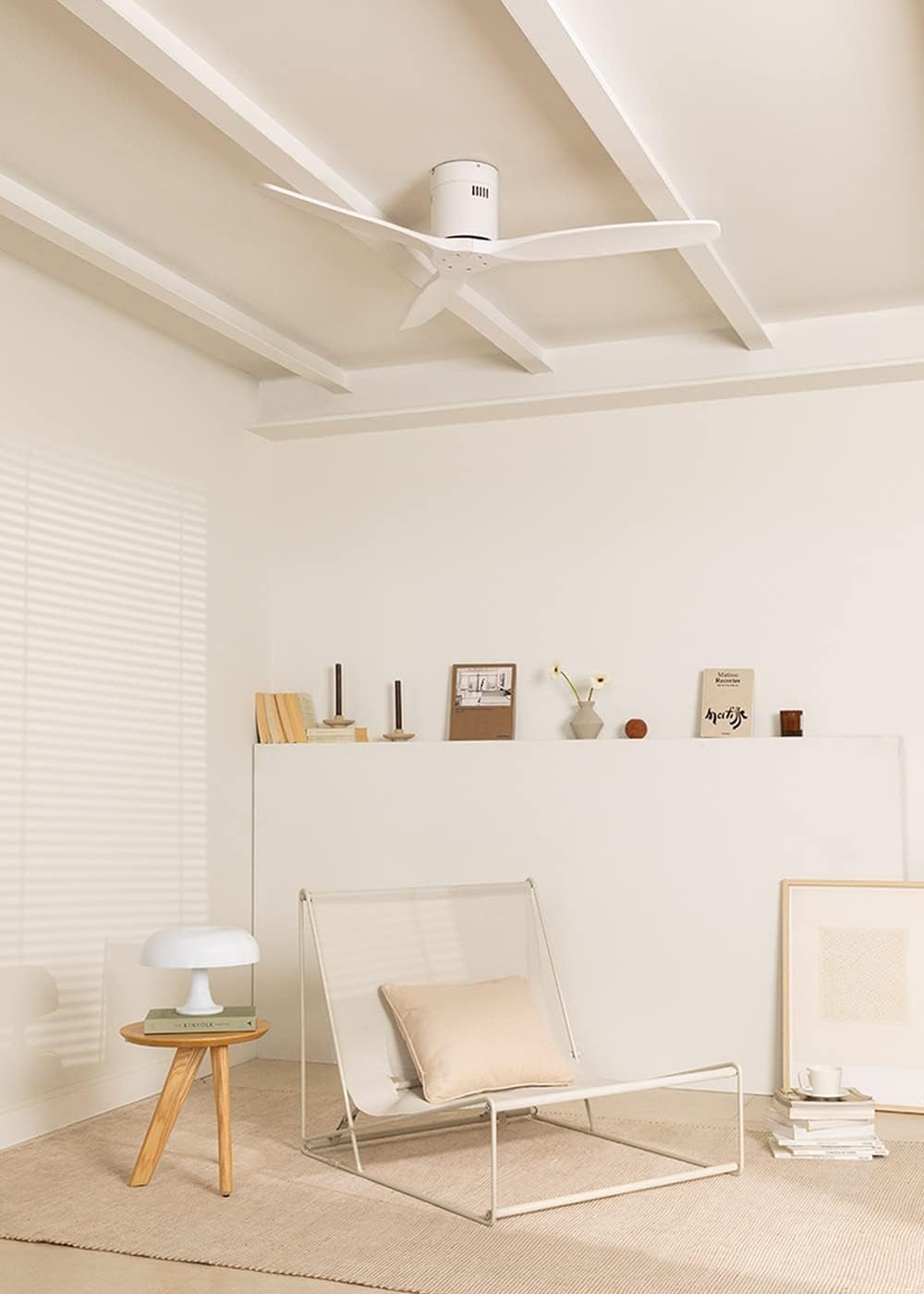 CREATE / WINDCALM M/Ventilateur de plafond ABS avec télécommande blanc / 40W, Silencieux, Ø132 cm, 6 vitesses, minuterie, été-hiver, double hauteur