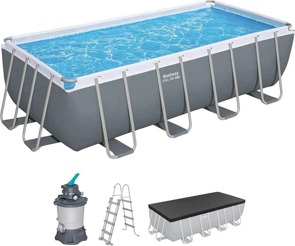 etezen Steel Pro Max Kit Piscine Hors Sol - 488 cm x 244 cm x 122 cm - Gris foncé