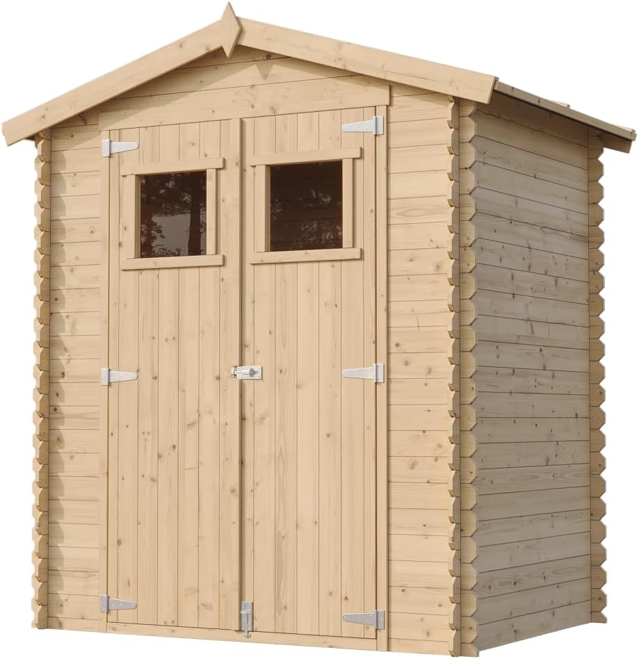 Abri de Jardin en Bois avec Sol TRAITÉ - Stockage extérieur I196xL136xH218 cm/ 1.98 m2 Petit abri à Outils, Local à vélos - Toit imperméable, fenêtres - etezen M367